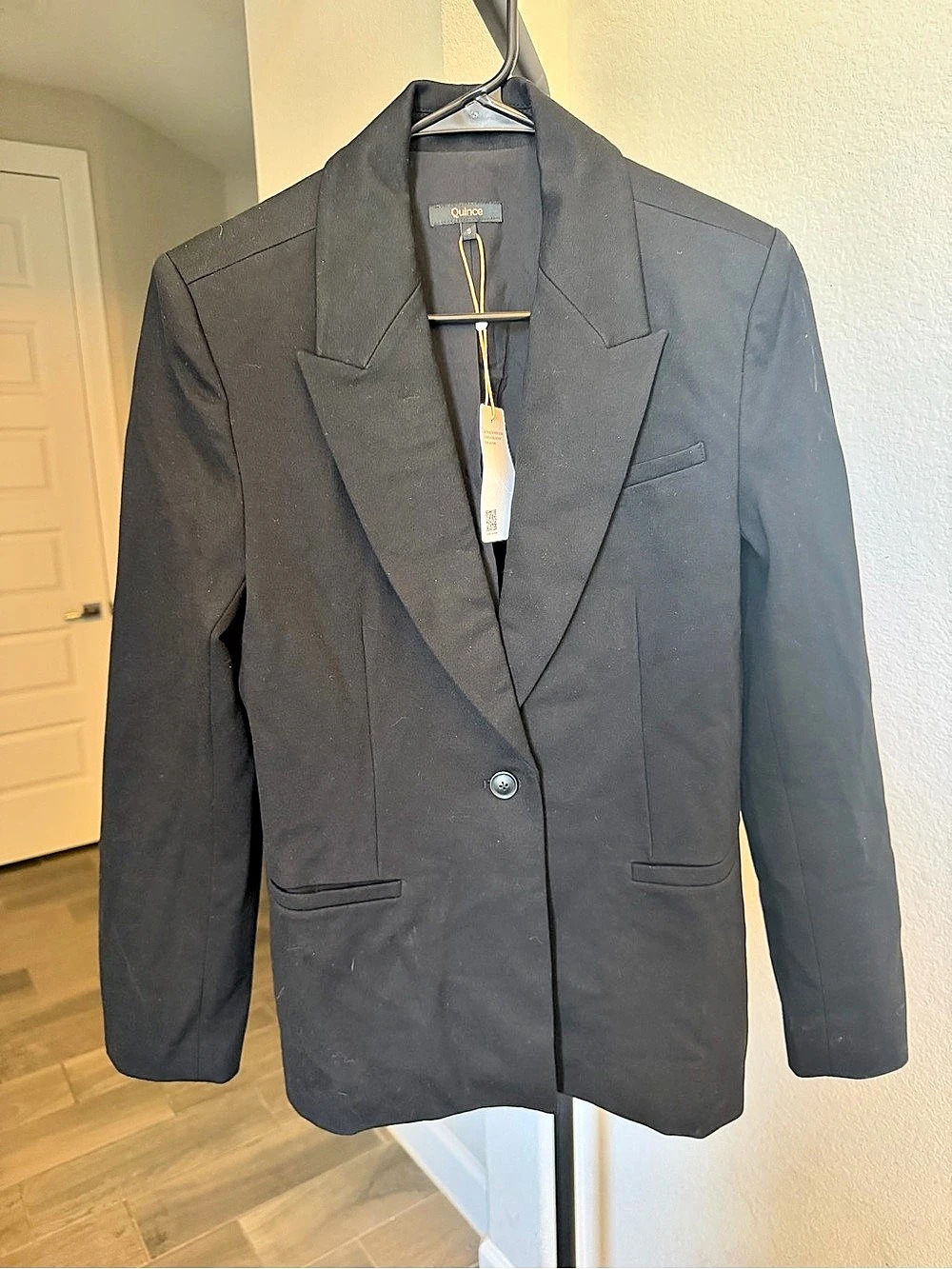 Quince Ultra-Stretch Ponte Single-Breasted Blazer Black Small